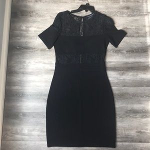 French Connection black lace detail dress